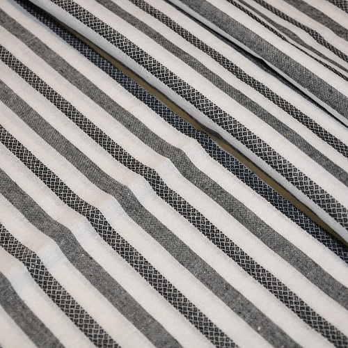Рубашечны хлопок с фактурой льна (полоска 1см серый+белый)