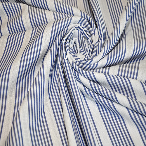 Рубашечный хлопок с кружевом полоска (синий)