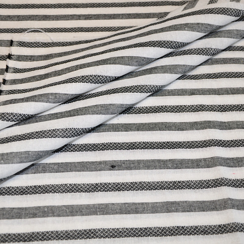 Рубашечны хлопок с фактурой льна (полоска 1см серый+белый)