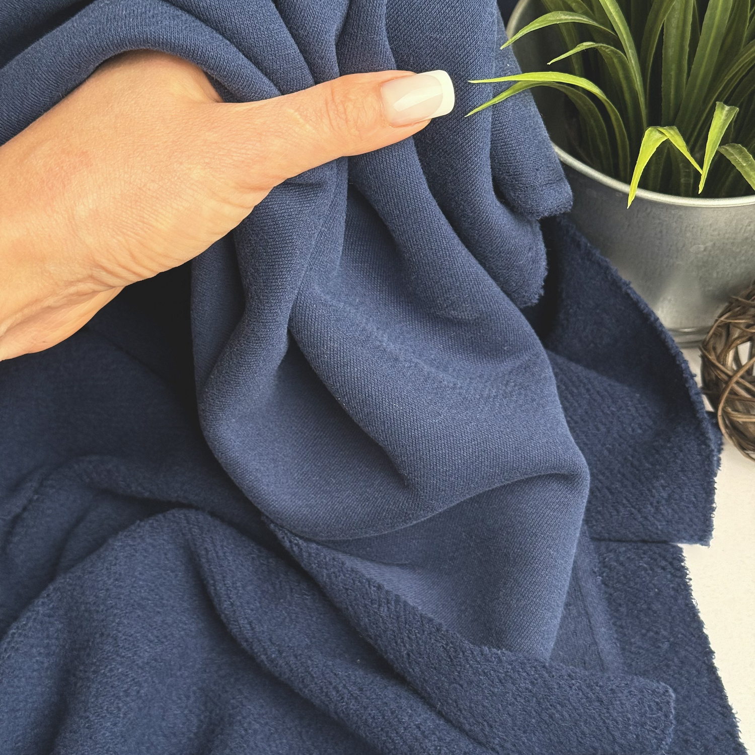 Футер 3-х нитка с эффектом велюра (индиго)