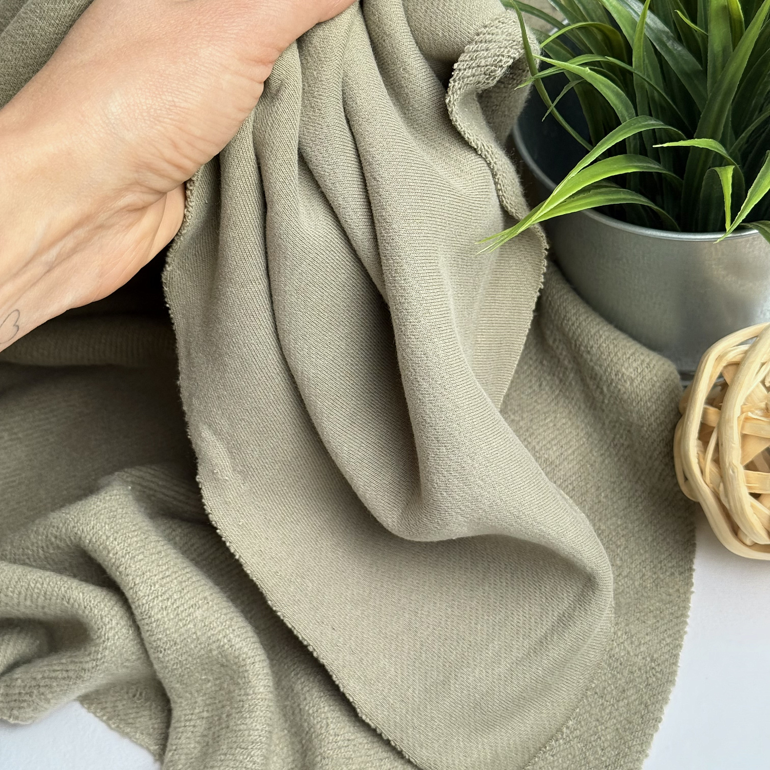 Футер 3-х нитка с эффектом велюра (оливковый)