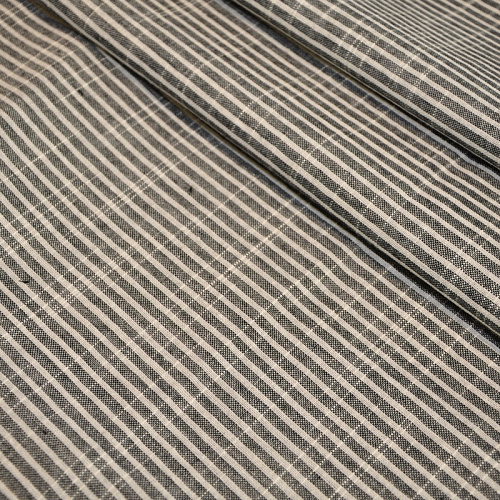 Рубашечны хлопок с фактурой льна (полоска 0,2см серый+белый)
