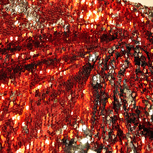 Пайеточная ткань двухцветная чешуя (красный)