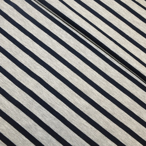 Футер 2-х нитка Полоска (серый меланж т.синяя полоска)