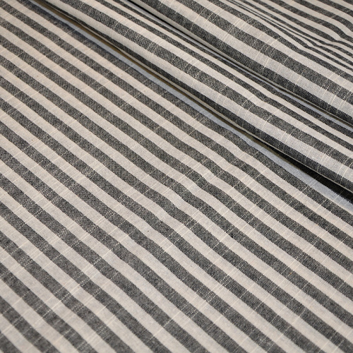 Рубашечны хлопок с фактурой льна (полоска 0,5 см серый+белый)
