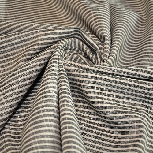 Рубашечны хлопок с фактурой льна (полоска 0,2см серый+белый)
